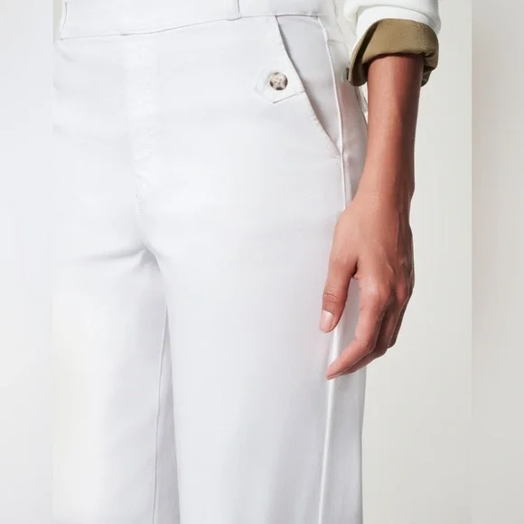 Spanx Stretch Twill Cropped Wide Leg Pant-Bright White Size Medium Style 20312R - Picture 8 of 9